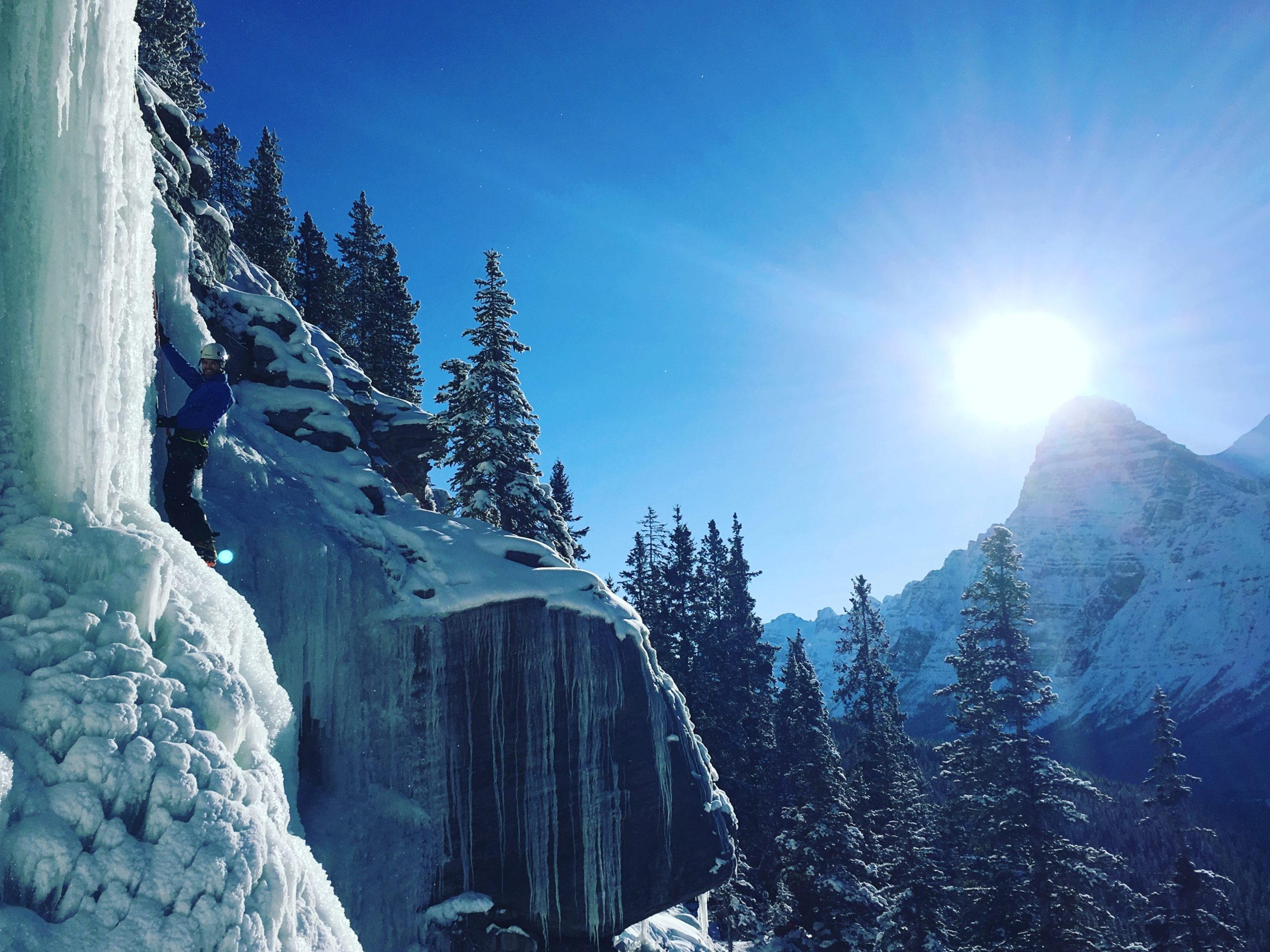 Ryan Roberts ice climbing outside of canmore